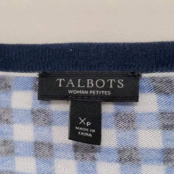 Talbots Cardigan blue gingham size Xp - Picture 2 of 6